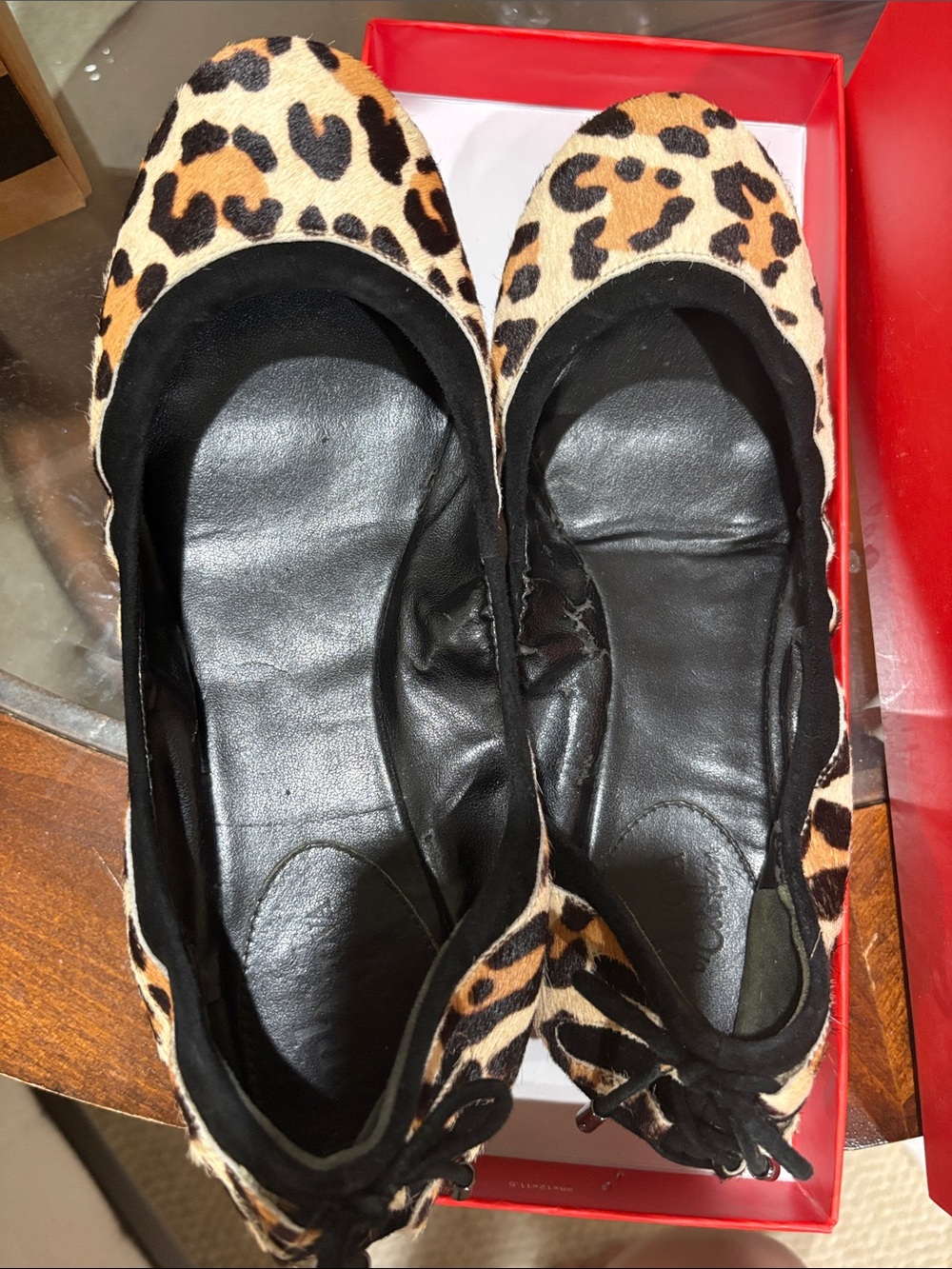Cole Haan Leopard Print Ballet Flats in Tan and Black